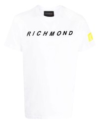 T-shirt à col rond imprimé blanc et noir John Richmond