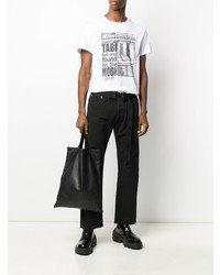 T-shirt à col rond imprimé blanc et noir Maison Margiela