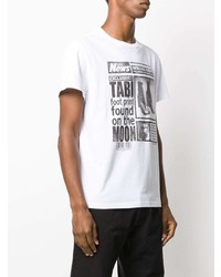 T-shirt à col rond imprimé blanc et noir Maison Margiela