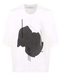 T-shirt à col rond imprimé blanc et noir Julius
