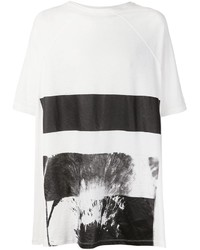 T-shirt à col rond imprimé blanc et noir Julius