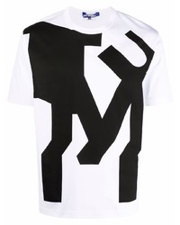 T-shirt à col rond imprimé blanc et noir Junya Watanabe MAN