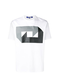 T-shirt à col rond imprimé blanc et noir Junya Watanabe