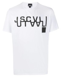 T-shirt à col rond imprimé blanc et noir Just Cavalli