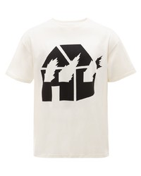 T-shirt à col rond imprimé blanc et noir JW Anderson
