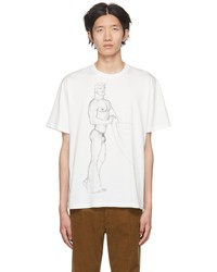 T-shirt à col rond imprimé blanc et noir JW Anderson