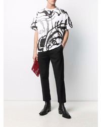 T-shirt à col rond imprimé blanc et noir Kenzo