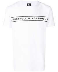 T-shirt à col rond imprimé blanc et noir Kappa Kontroll