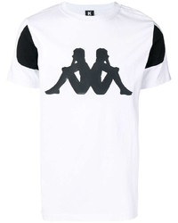 T-shirt à col rond imprimé blanc et noir Kappa Kontroll