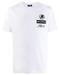 T-shirt à col rond imprimé blanc et noir Karl Lagerfeld