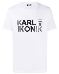 T-shirt à col rond imprimé blanc et noir Karl Lagerfeld