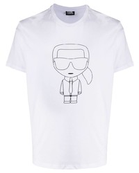 T-shirt à col rond imprimé blanc et noir Karl Lagerfeld