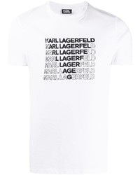 T-shirt à col rond imprimé blanc et noir Karl Lagerfeld