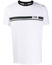 T-shirt à col rond imprimé blanc et noir Karl Lagerfeld