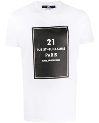 T-shirt à col rond imprimé blanc et noir Karl Lagerfeld