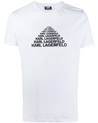 T-shirt à col rond imprimé blanc et noir Karl Lagerfeld