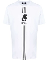 T-shirt à col rond imprimé blanc et noir Karl Lagerfeld