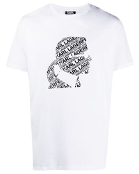 T-shirt à col rond imprimé blanc et noir Karl Lagerfeld