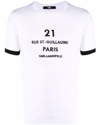 T-shirt à col rond imprimé blanc et noir Karl Lagerfeld