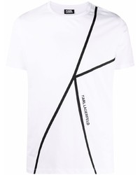 T-shirt à col rond imprimé blanc et noir Karl Lagerfeld