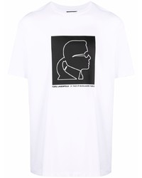 T-shirt à col rond imprimé blanc et noir Karl Lagerfeld