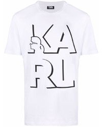 T-shirt à col rond imprimé blanc et noir Karl Lagerfeld