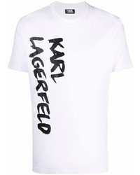 T-shirt à col rond imprimé blanc et noir Karl Lagerfeld