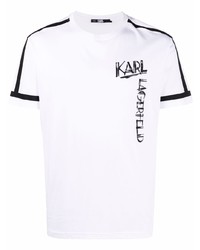 T-shirt à col rond imprimé blanc et noir Karl Lagerfeld