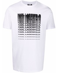 T-shirt à col rond imprimé blanc et noir Karl Lagerfeld