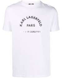 T-shirt à col rond imprimé blanc et noir Karl Lagerfeld