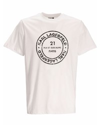 T-shirt à col rond imprimé blanc et noir Karl Lagerfeld