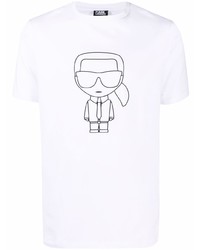T-shirt à col rond imprimé blanc et noir Karl Lagerfeld