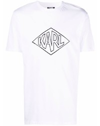 T-shirt à col rond imprimé blanc et noir Karl Lagerfeld