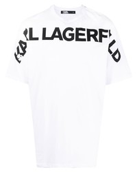 T-shirt à col rond imprimé blanc et noir Karl Lagerfeld