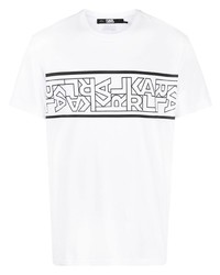 T-shirt à col rond imprimé blanc et noir Karl Lagerfeld