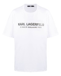 T-shirt à col rond imprimé blanc et noir Karl Lagerfeld