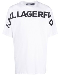 T-shirt à col rond imprimé blanc et noir Karl Lagerfeld