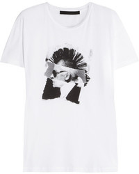 T-shirt à col rond imprimé blanc et noir Karl Lagerfeld
