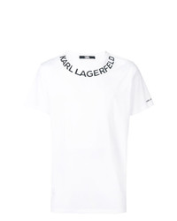 T-shirt à col rond imprimé blanc et noir Karl Lagerfeld