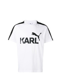 T-shirt à col rond imprimé blanc et noir Karl Lagerfeld