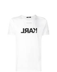 T-shirt à col rond imprimé blanc et noir Karl Lagerfeld