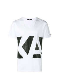 T-shirt à col rond imprimé blanc et noir Karl Lagerfeld