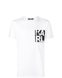 T-shirt à col rond imprimé blanc et noir Karl Lagerfeld