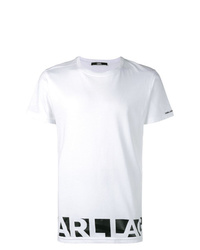 T-shirt à col rond imprimé blanc et noir Karl Lagerfeld