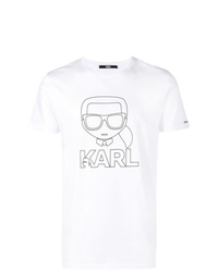 T-shirt à col rond imprimé blanc et noir Karl Lagerfeld