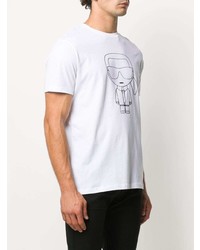 T-shirt à col rond imprimé blanc et noir Karl Lagerfeld