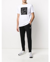 T-shirt à col rond imprimé blanc et noir Karl Lagerfeld