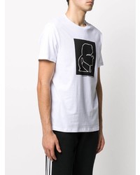 T-shirt à col rond imprimé blanc et noir Karl Lagerfeld