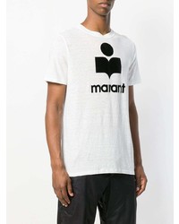 T-shirt à col rond imprimé blanc et noir Isabel Marant