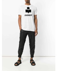 T-shirt à col rond imprimé blanc et noir Isabel Marant